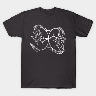 Four Interlaced Horses - White T-Shirt